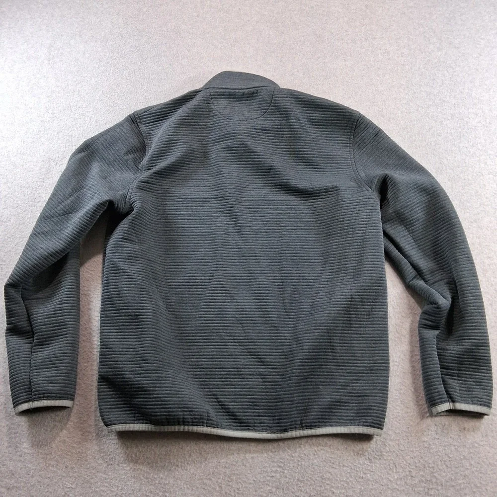 J. Crew Authentic Fleece Pullover Mens Medium Gray Ribbed Snap Mock Neck
